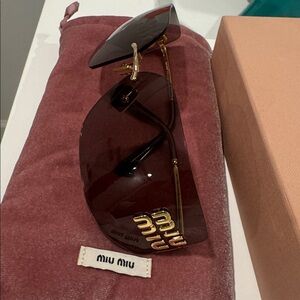 Miu Miu Brown Sunglasses with Gold Details
